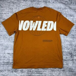 H&M Northern Knowledge Graphics Orange Heavy Cotton Short Sleeve Tshirt Men's M